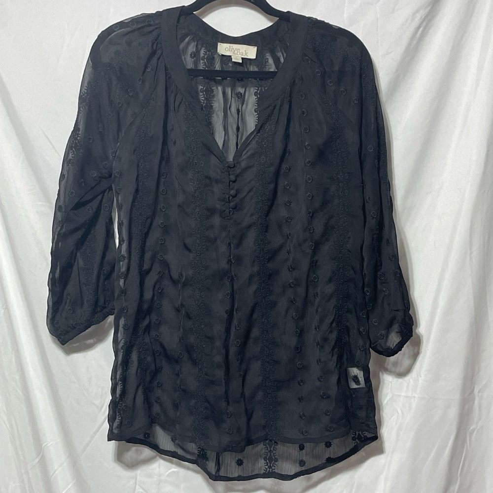Olive & Oak Black Sheer Blouse